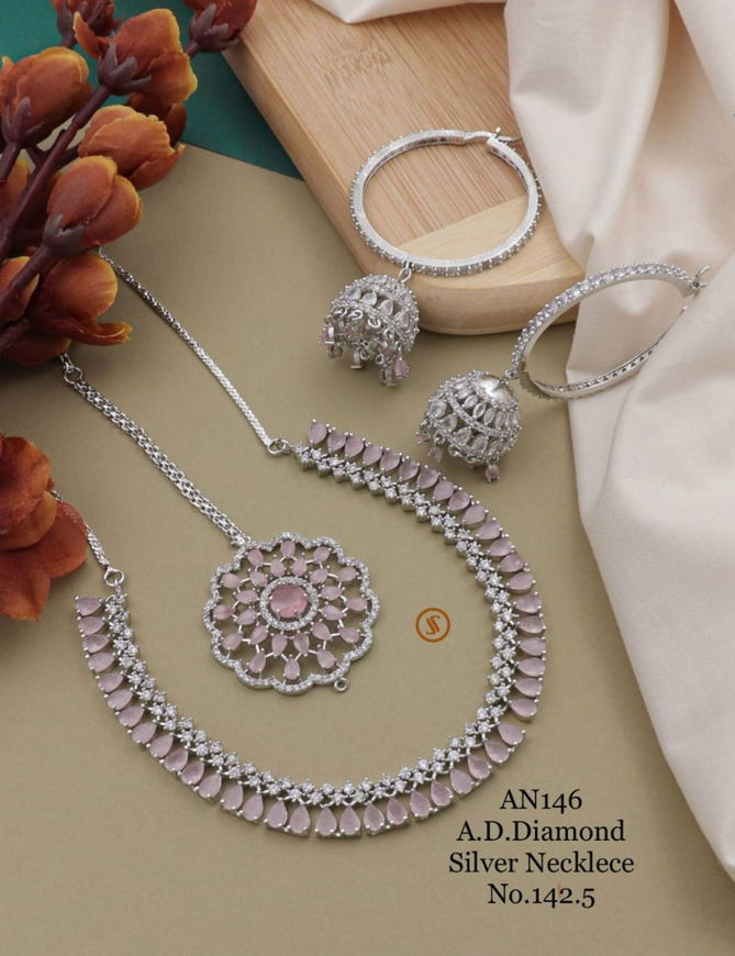 AN 146 Designer AD Diamond Fancy Necklace Set Wholesale Online
